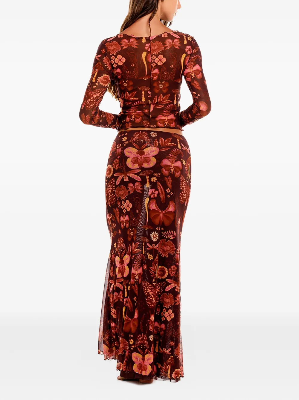 Agua Bendita Brace Floral-print Ruffled Maxi Skirt In Multi