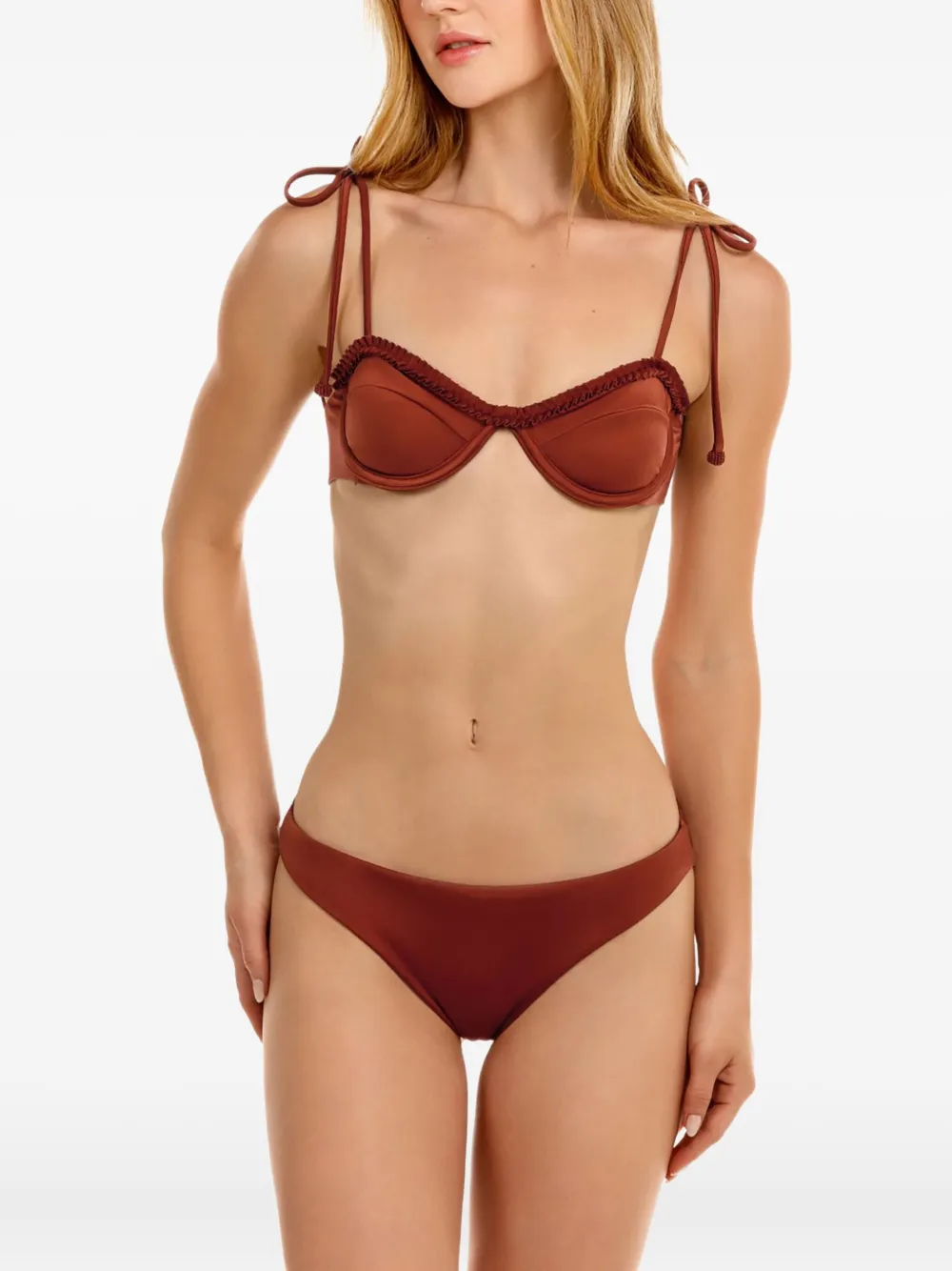 Agua Bendita Gewatteerde bikini met gestrikt detail Bruin