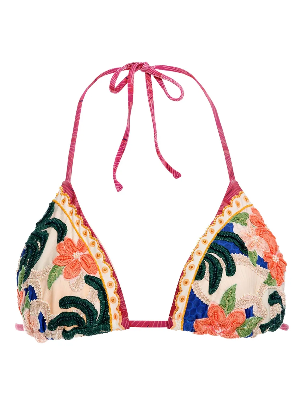 Agua Bendita Top bikini Lolita a fiori - Toni neutri