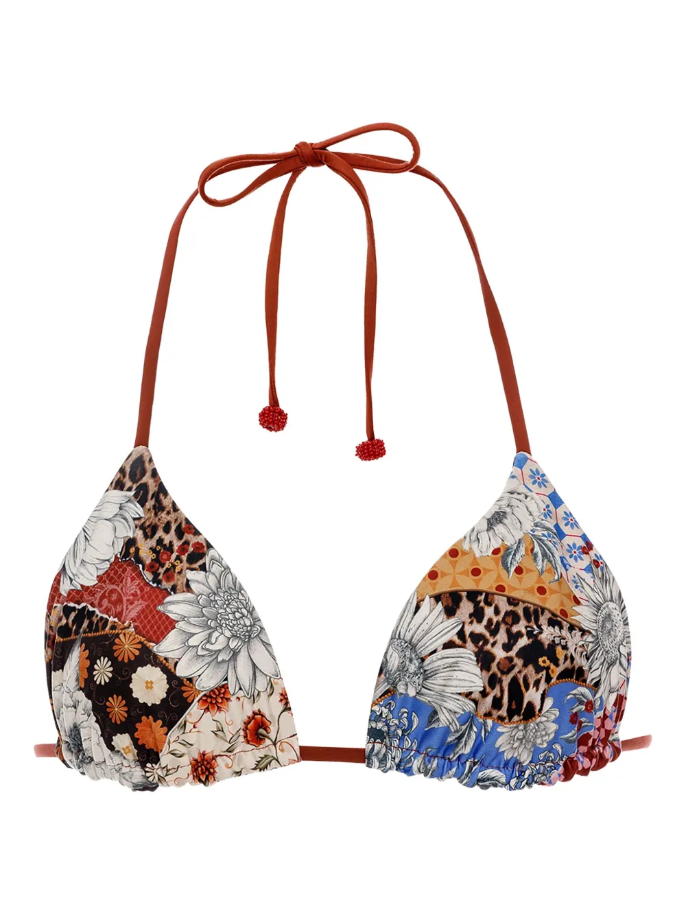 Agua Bendita Lolita Quilt Bikini Top In Multi