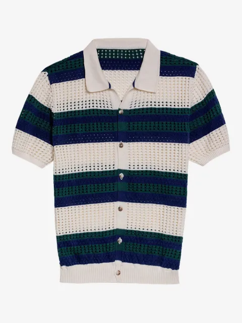 Agua Bendita striped open-knit shirt