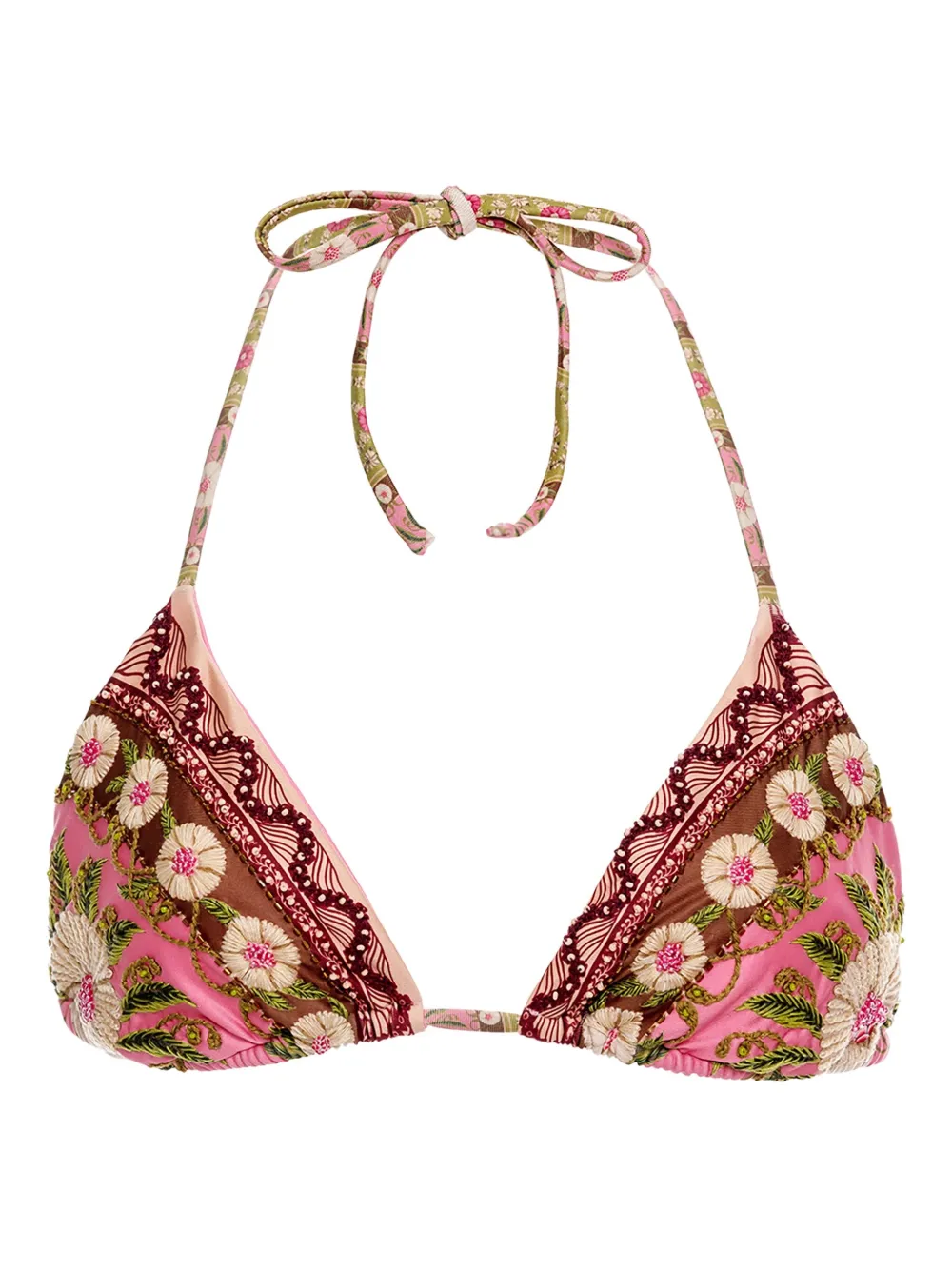 Agua Bendita Top bikini con ricamo - Rosa