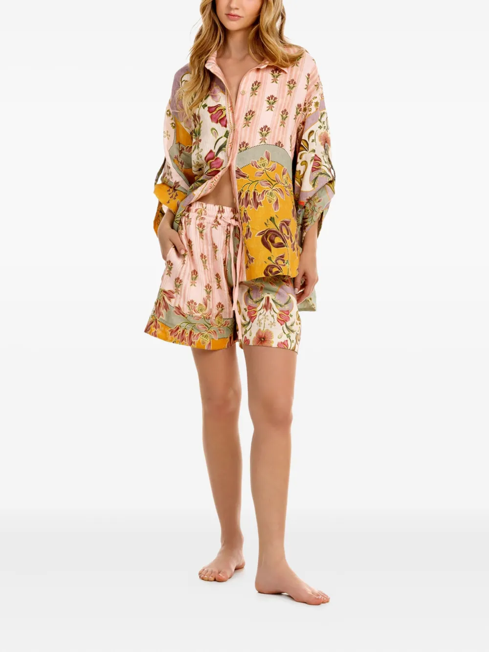  Agua Bendita Chrissy Floral Patchwork Shirt - Pink 
