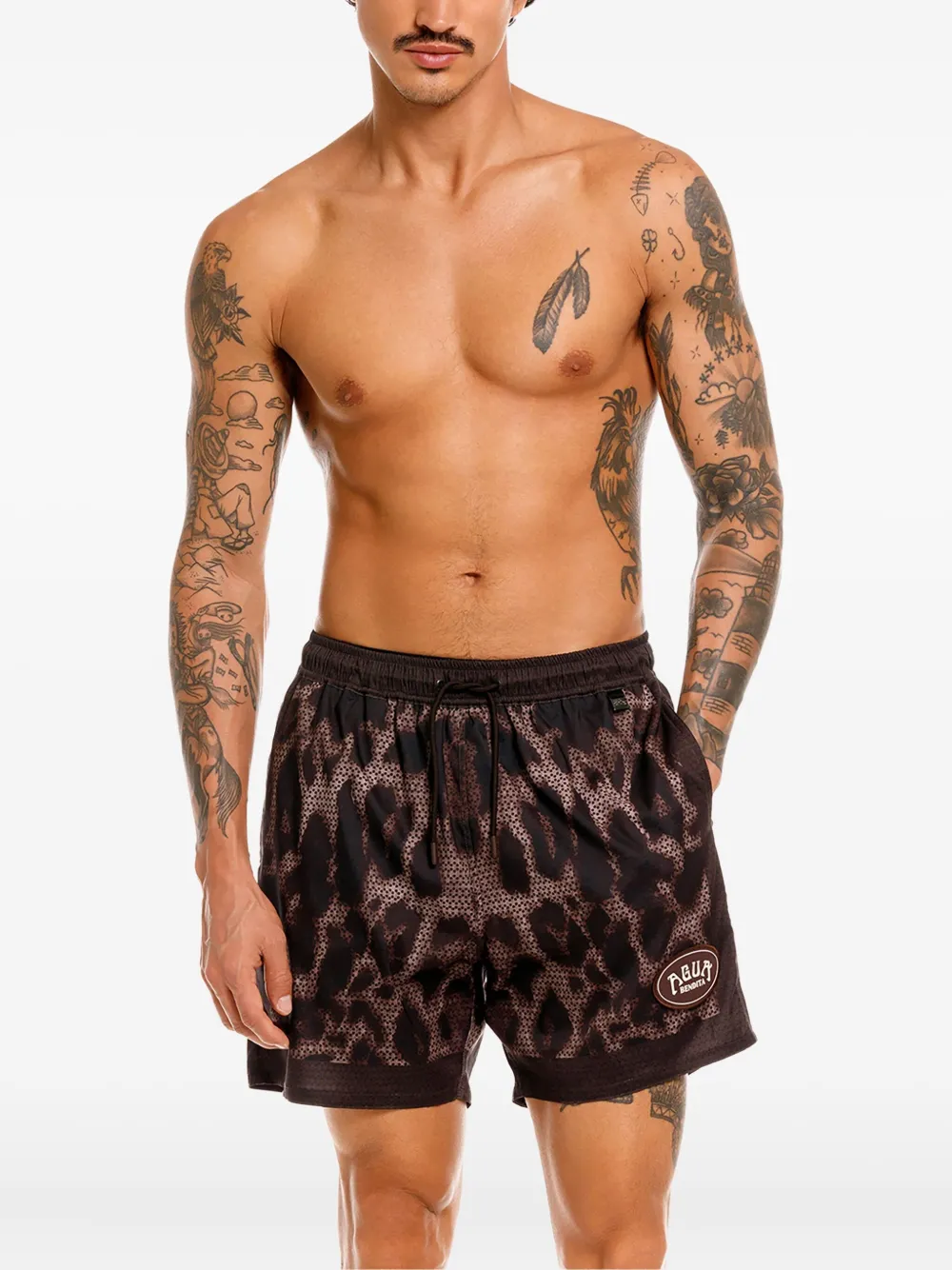 Agua Bendita Joe Quilt Swim Shorts In Brown