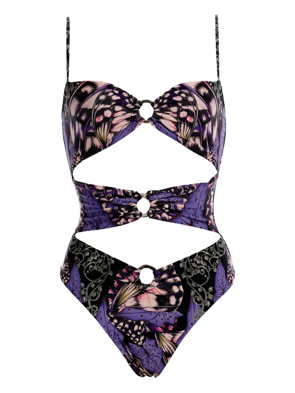 Agua Bendita Conga Butterfly-print Swimsuit In Purple