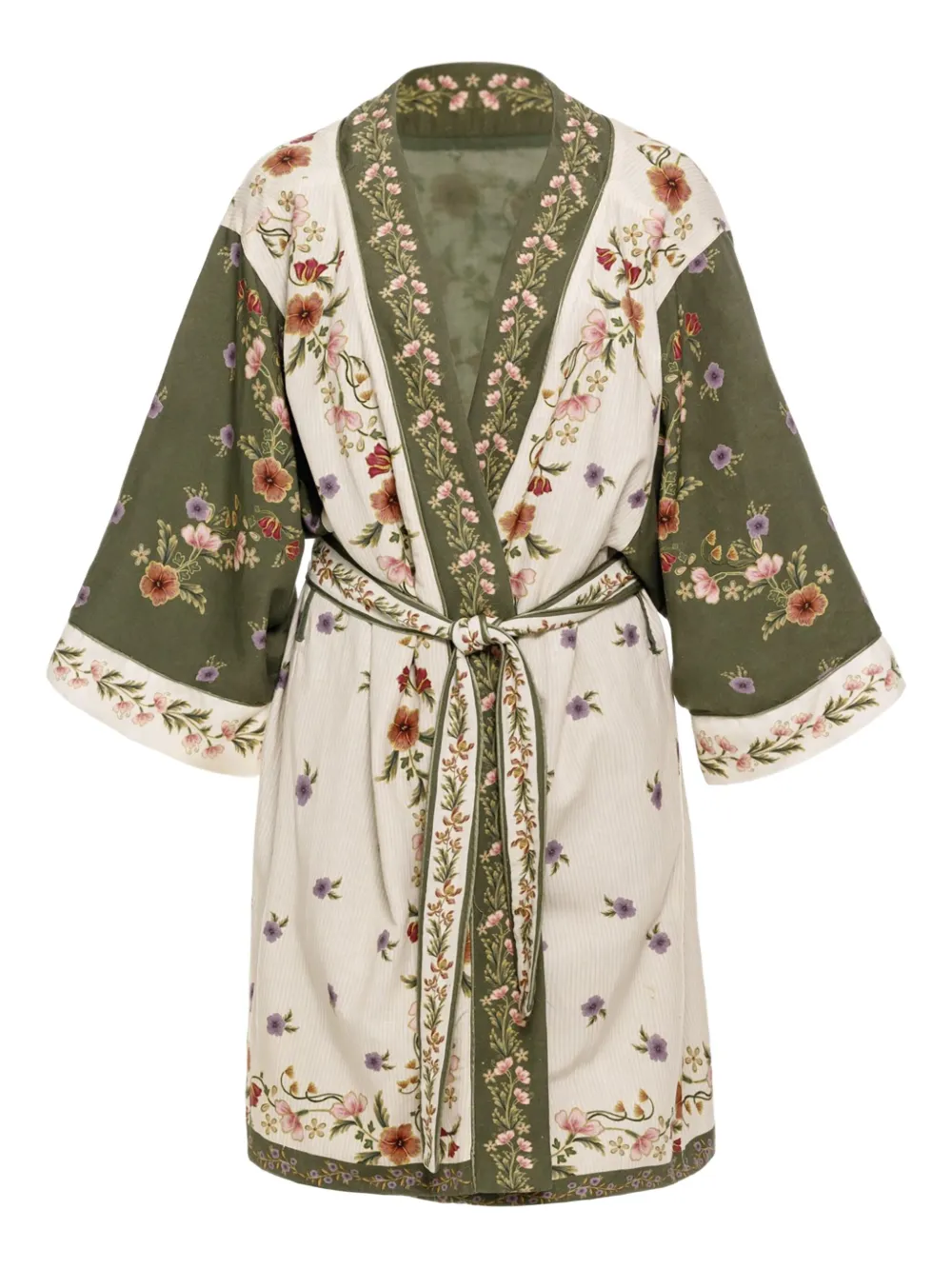 Agua Bendita Copricostume a fiori con cintura - Verde