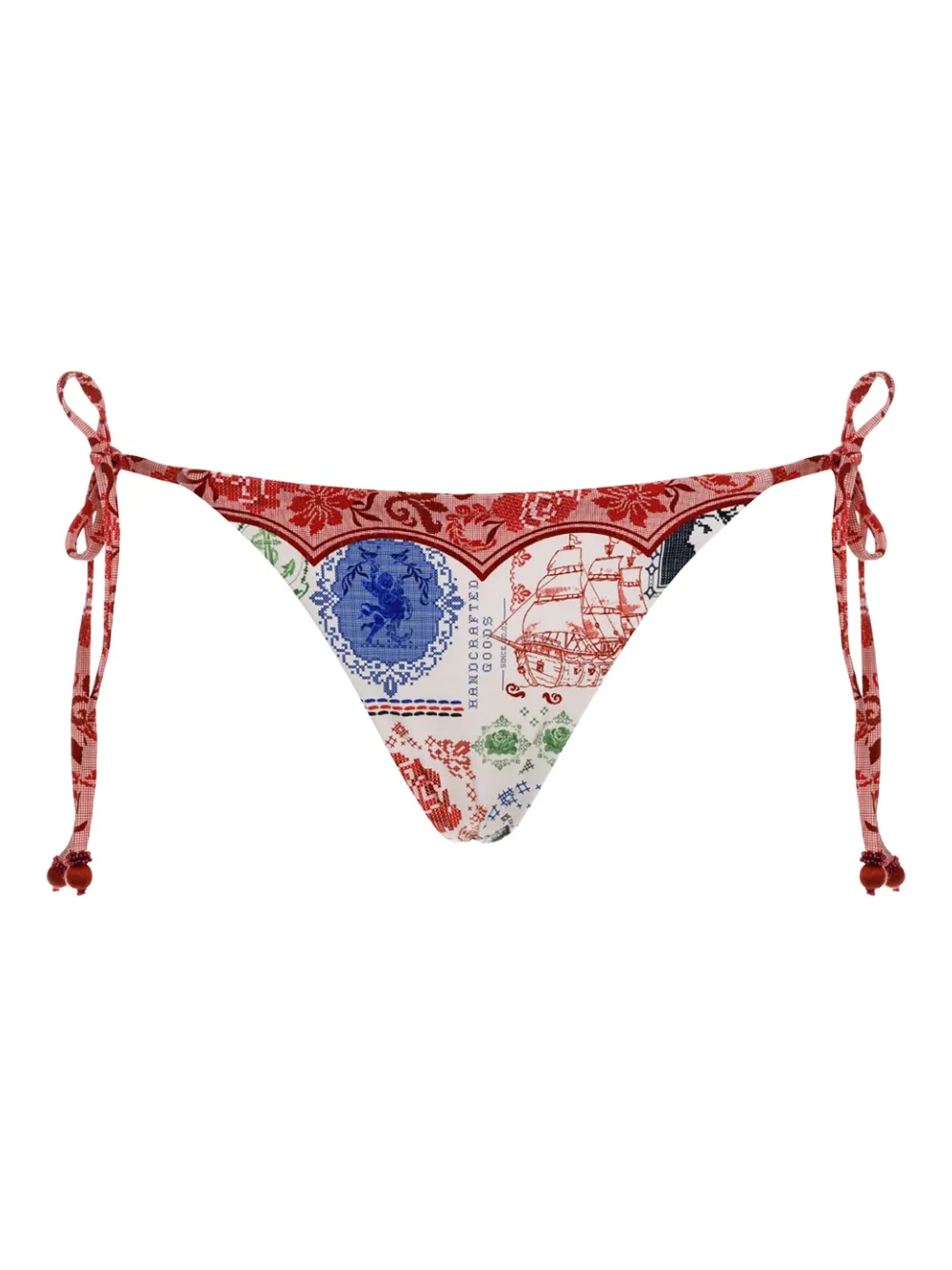Agua Bendita Slip bikini con design patchwork - Bianco