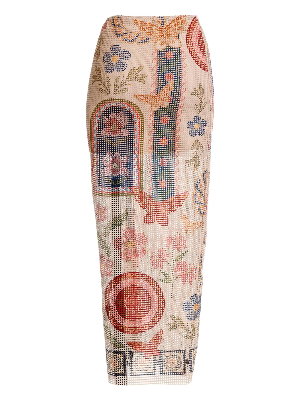 Agua Bendita Tock Fiore Skirt In Brown