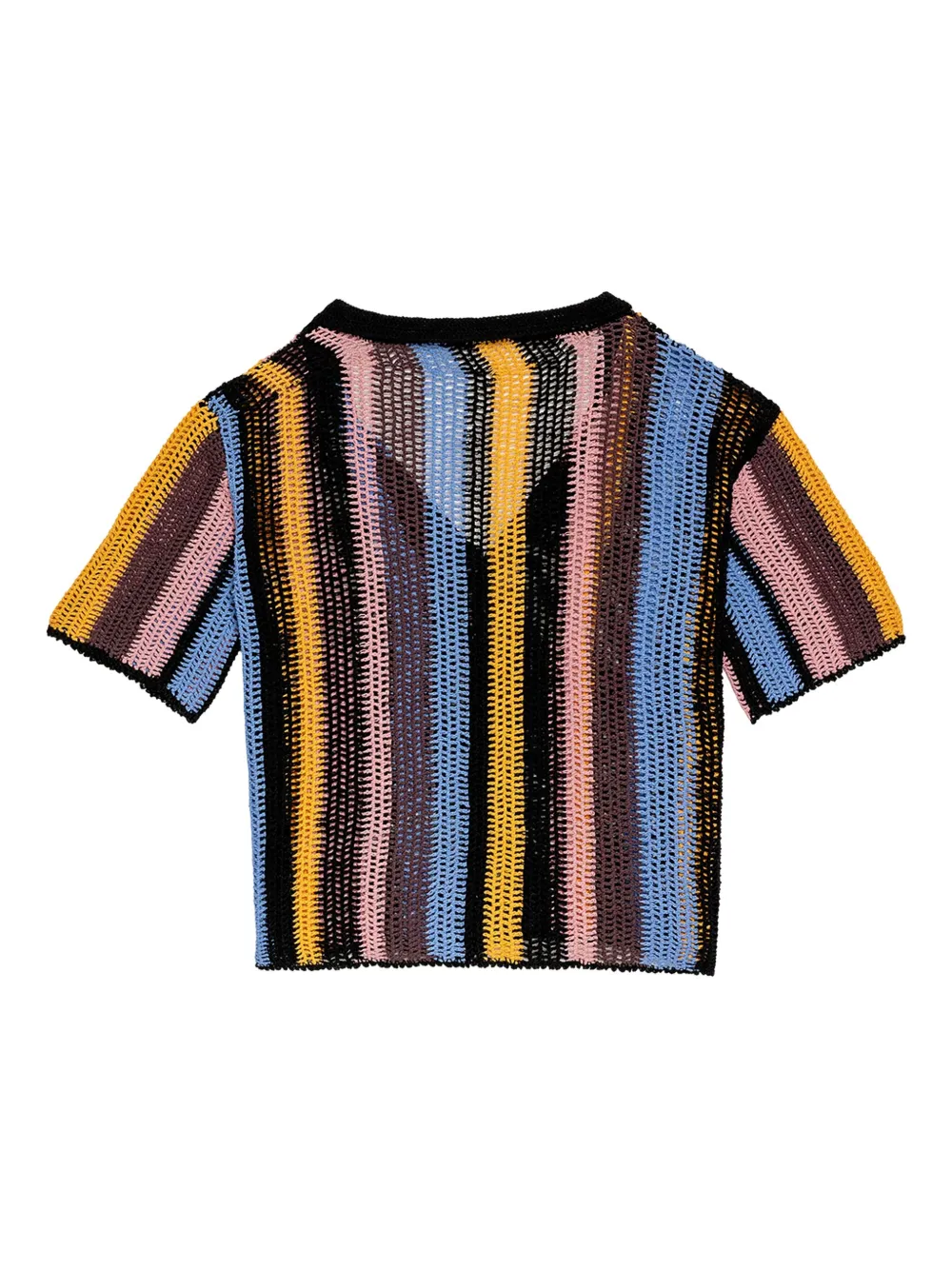 Agua Bendita Axel Stripe Crochet Shirt In Blue