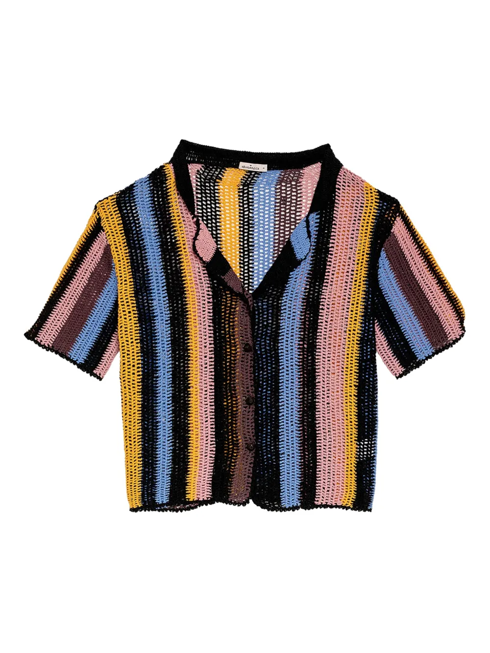 Agua Bendita Axel Stripe Crochet Shirt In Blue