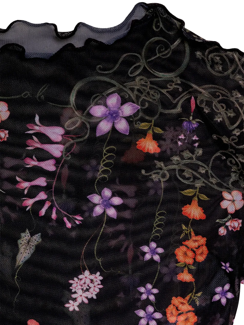 Agua Bendita Floral-print Mesh T-shirt In Multi