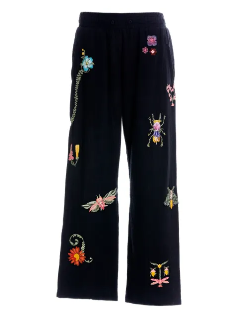 Agua Bendita embroidered-floral insect trousers