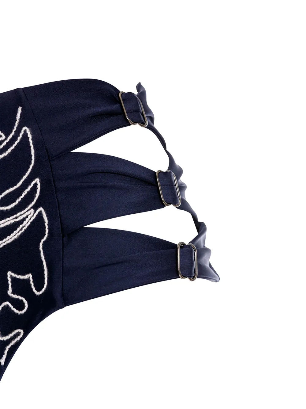 Agua Bendita Embroidered High-waisted Bikini Bottoms In Blue