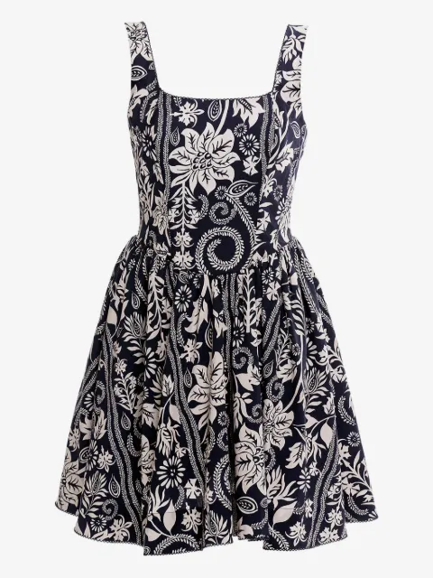 Agua Bendita Amonita floral-print smocked mini dress