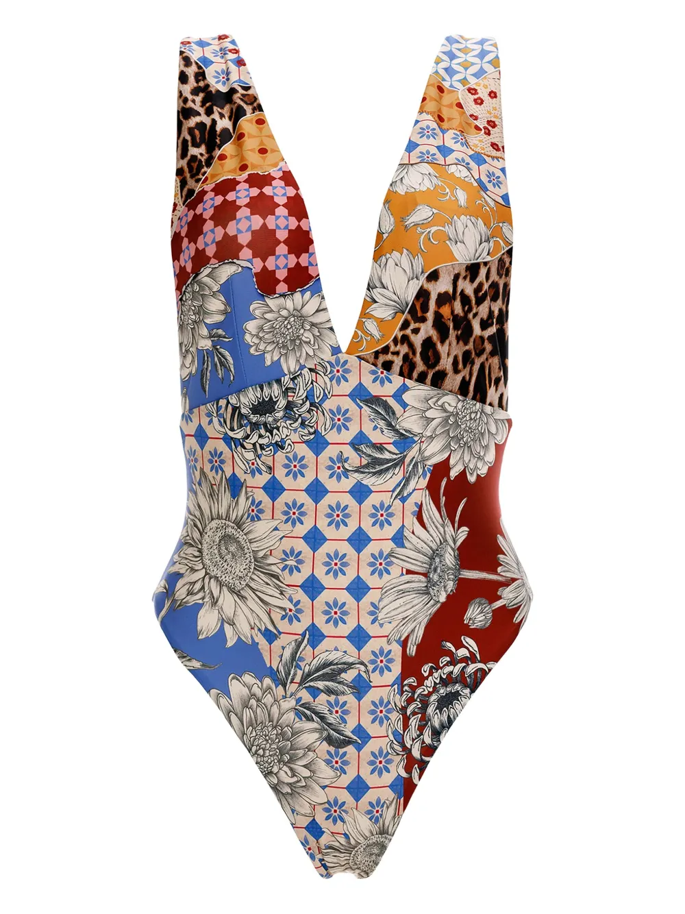 Agua Bendita Tulipa Quilt Swimsuit In Multi