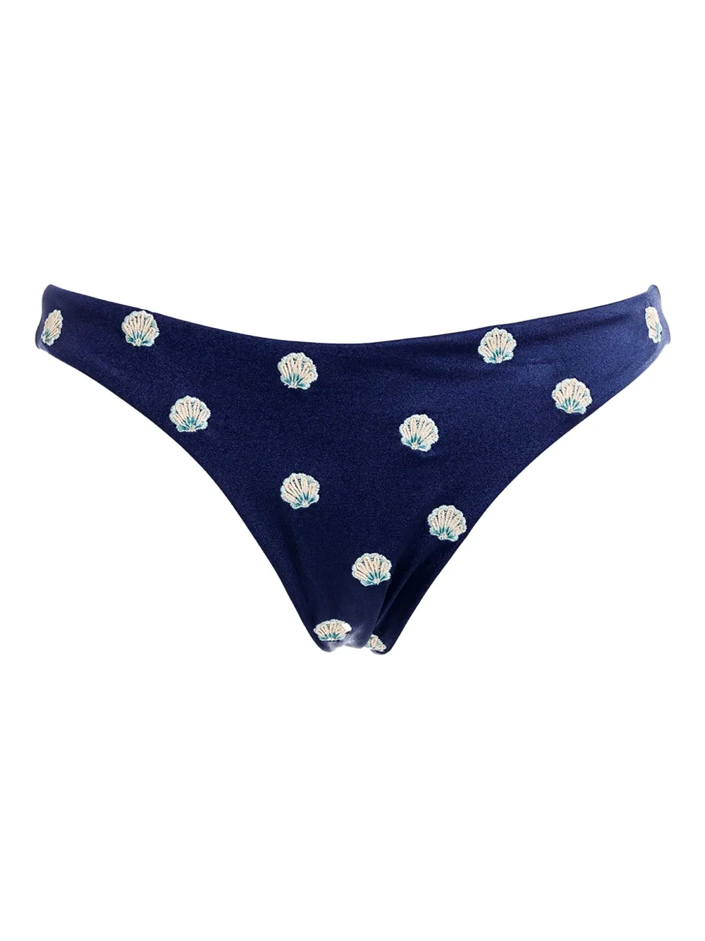 Agua Bendita Shell-print Bikini Bottoms In Blue