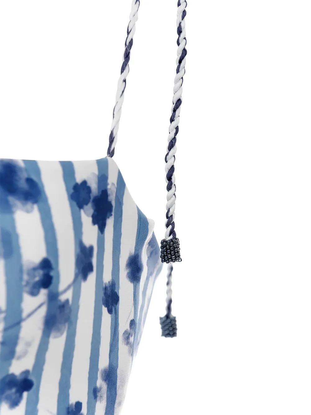Agua Bendita Floral-stripe Swimsuit In Blue