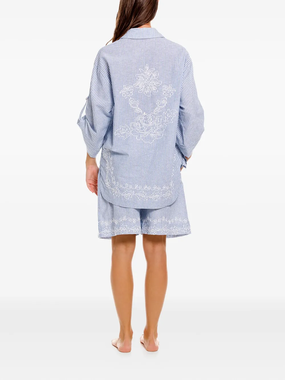 Chrissy Striped Embroidered Cotton Shirt