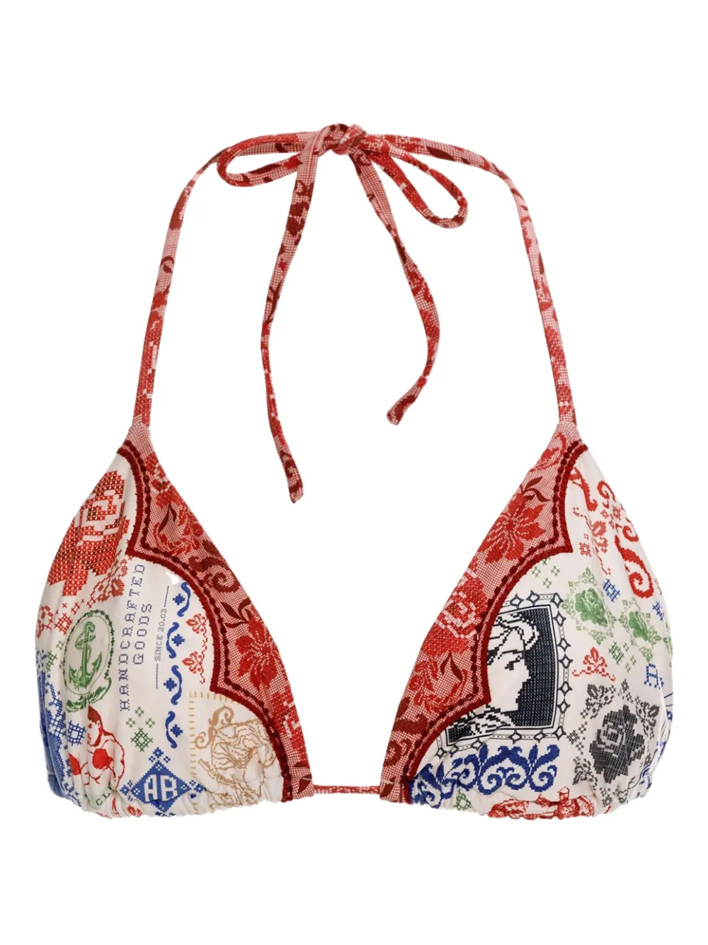 Agua Bendita Top bikini con ricamo - Bianco