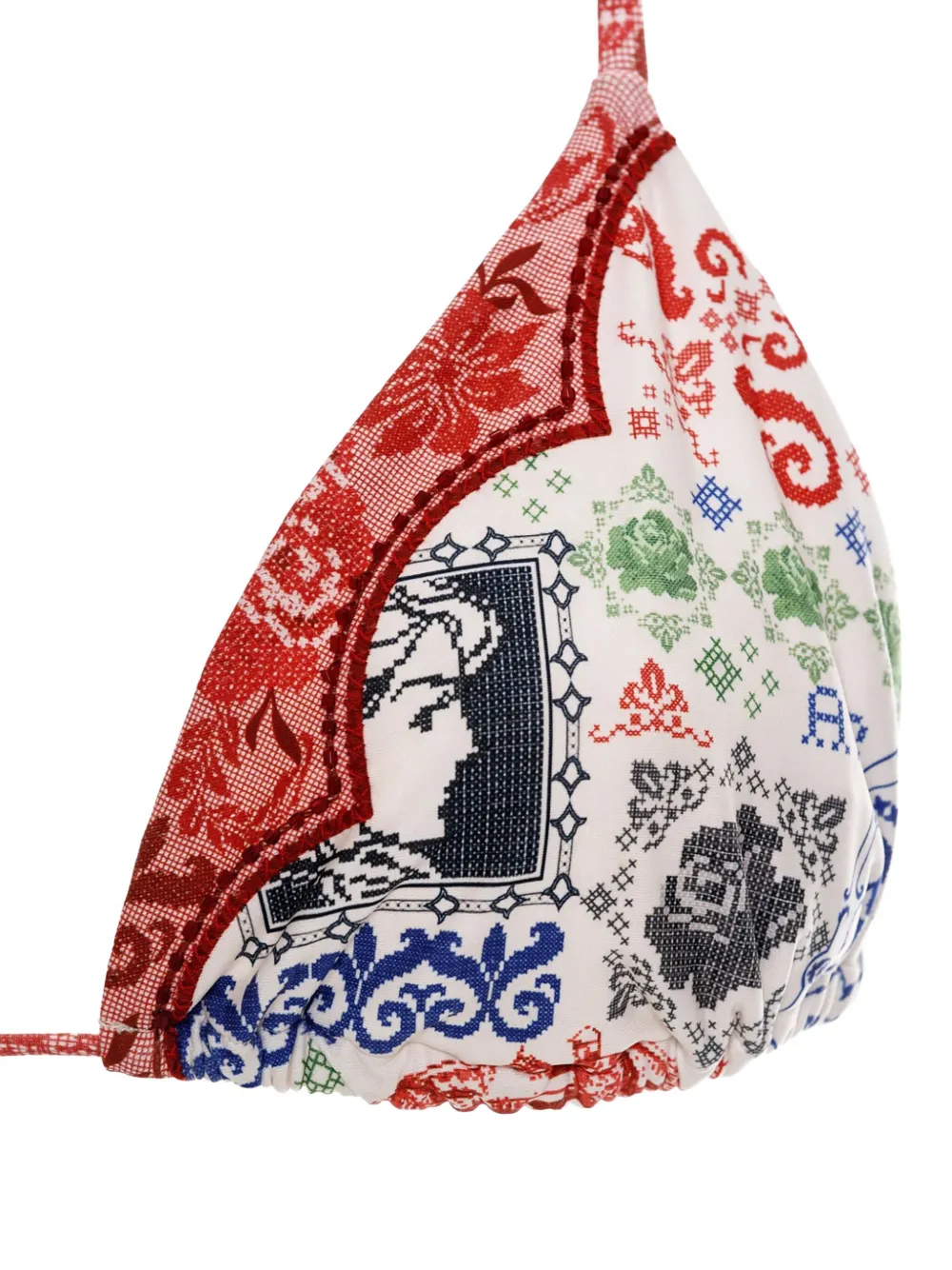  Agua Bendita Embroidered-print Triangle Bikini Top - White 