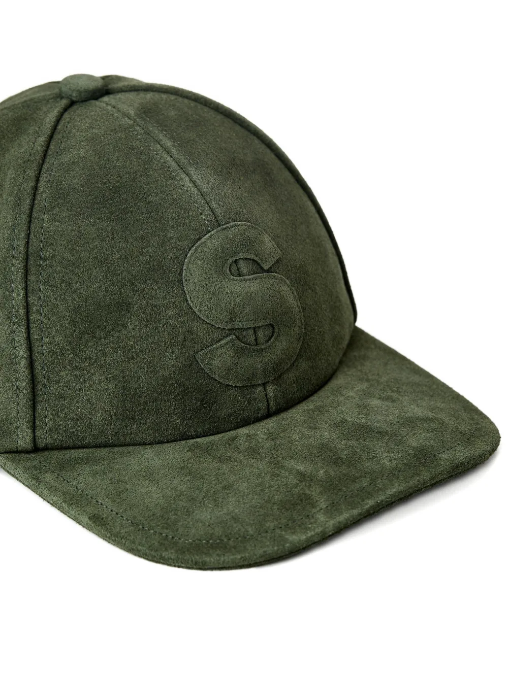 sacai Suède honkbalpet met initiaal Groen