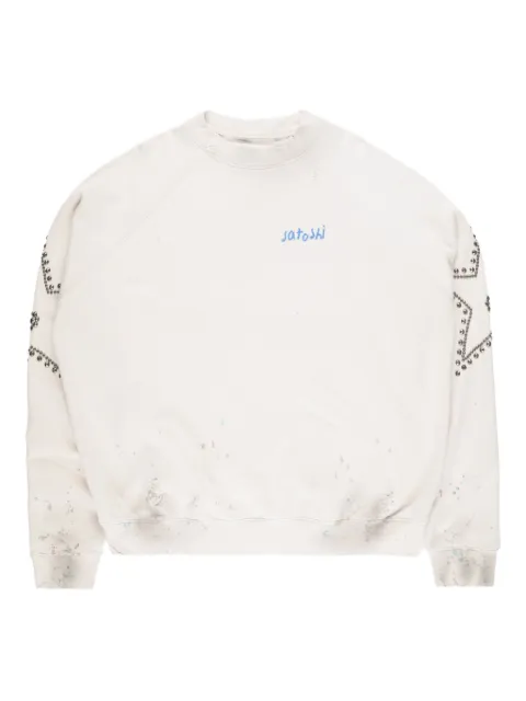 SATOSHI NAKAMOTO star-studded crew-neck sweatshirt