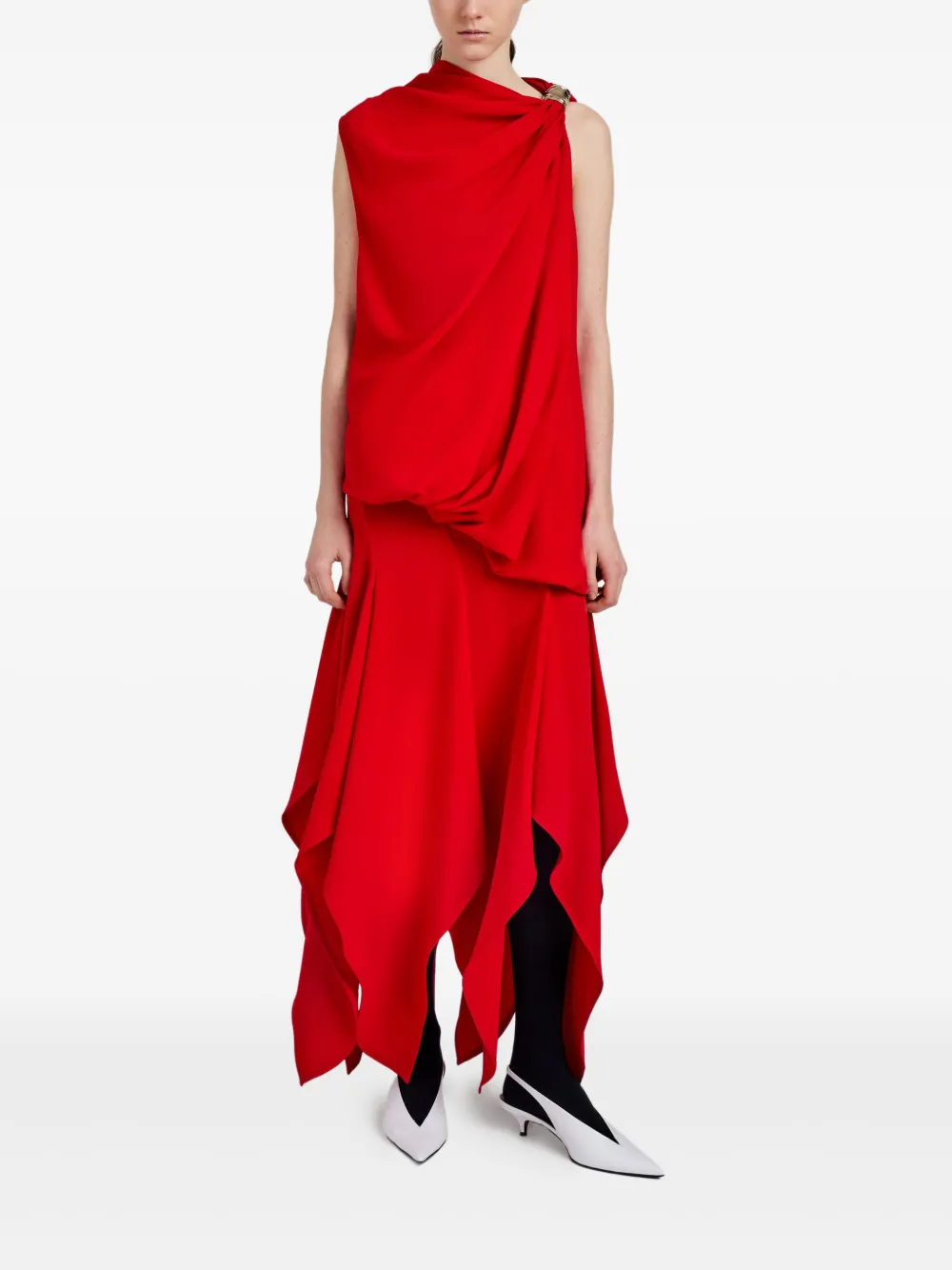 Proenza Schouler فستان بتصميم غير متساوي وبثنيات | فساتين سهرة | Image 2