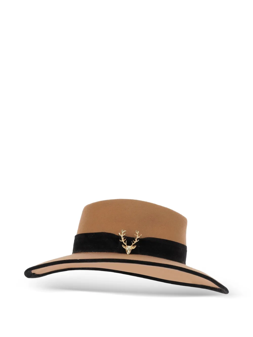 ALEXIA ÁLVAREZ DE TOLEDO brooch-detail wide-brim hat - Toni neutri
