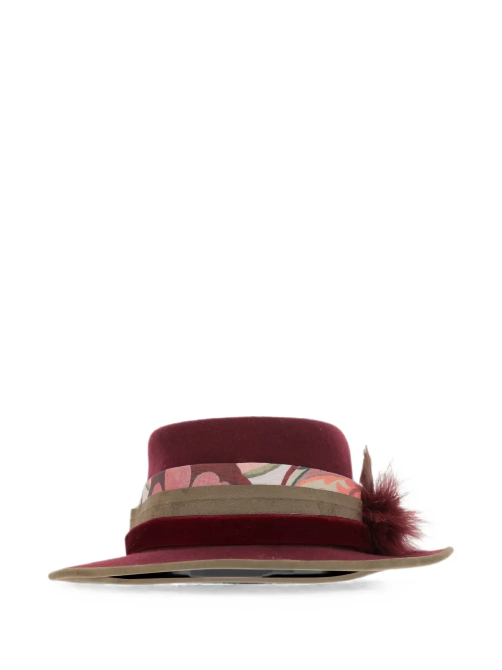 ALEXIA ÁLVAREZ DE TOLEDO feather-detail wool-felt fedora hat - Rosso