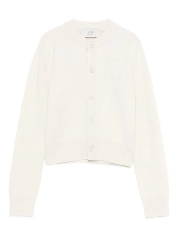 Ami Paris Button-front Cardigan in Neutrals