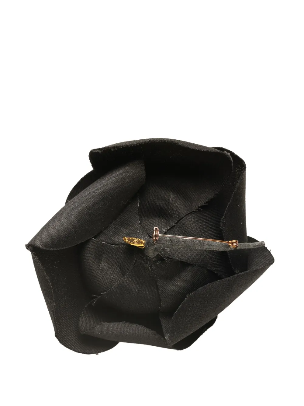 Pre-owned Chanel 1970-1980 Cotton Camellia Brooch Costume Brooch In Black