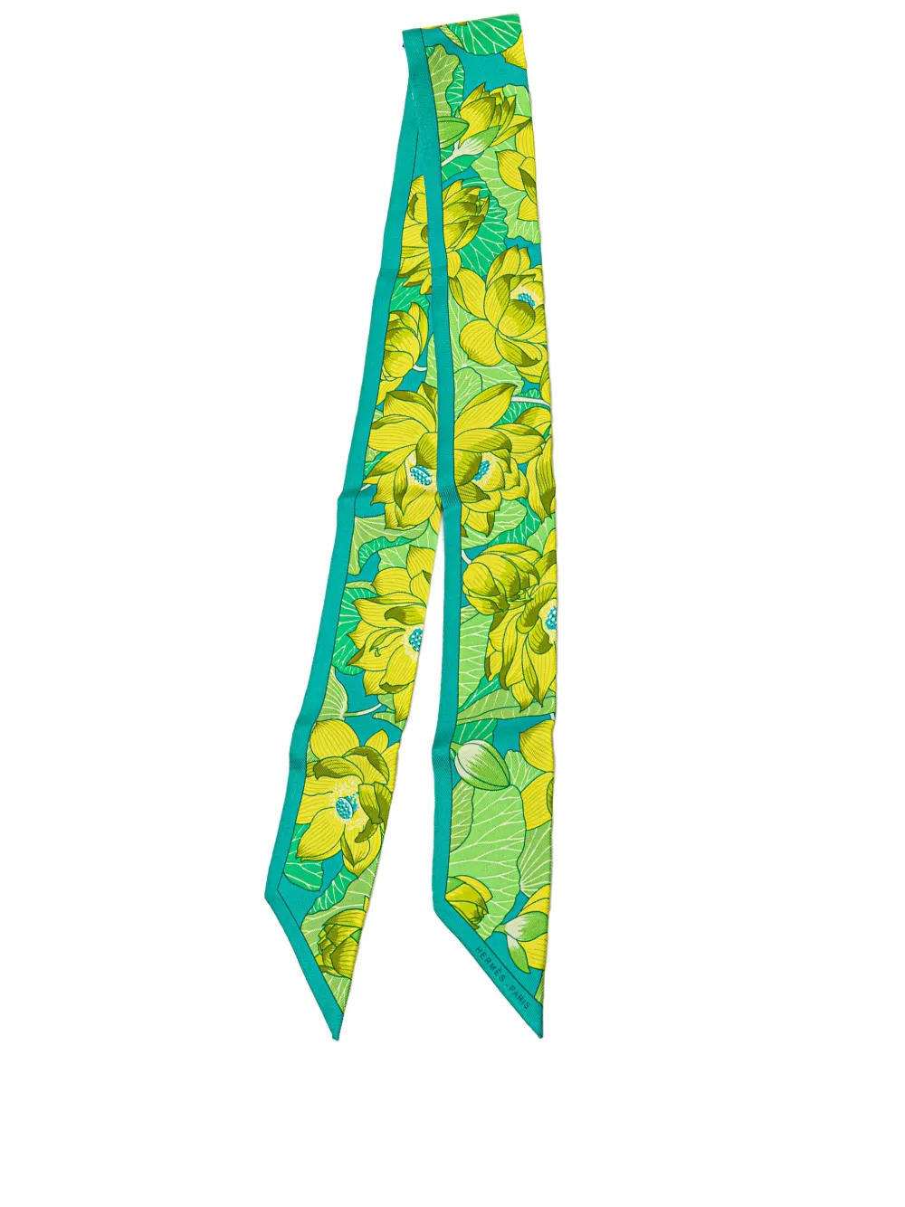 Hermès Pre-Owned 20th Century Fleurs de Lotus Silk Twilly Scarf Hermès Pre-Owned 20th Century Fleurs de Lotus Silk Twilly Scarf