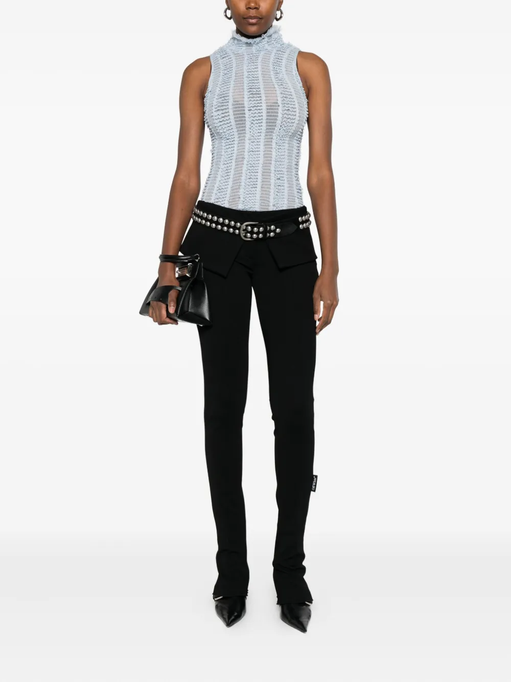 Off-White flared-leg ruffled trousers - Zwart
