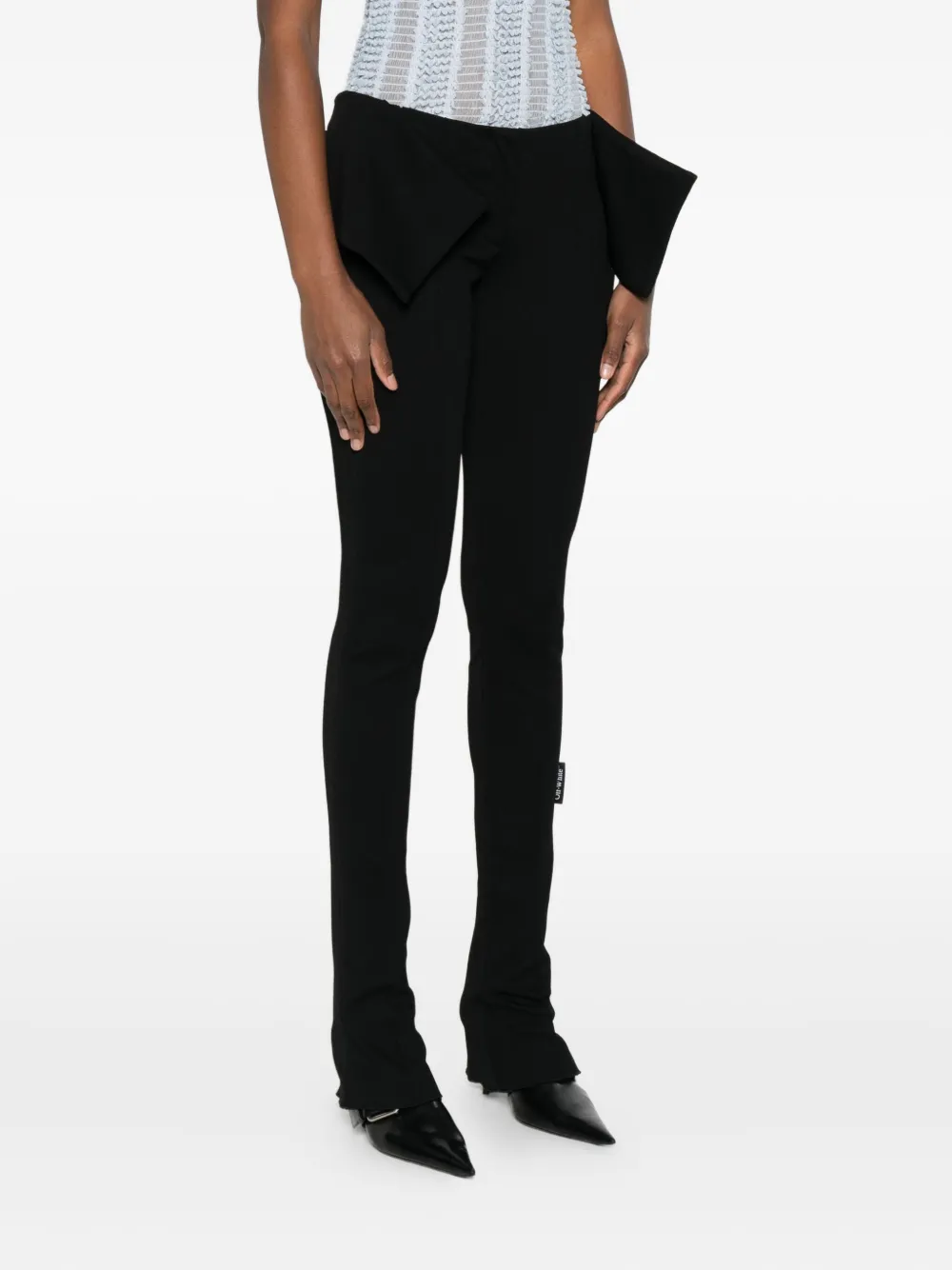 Off-white Flared-leg Ruffled Trousers In Black