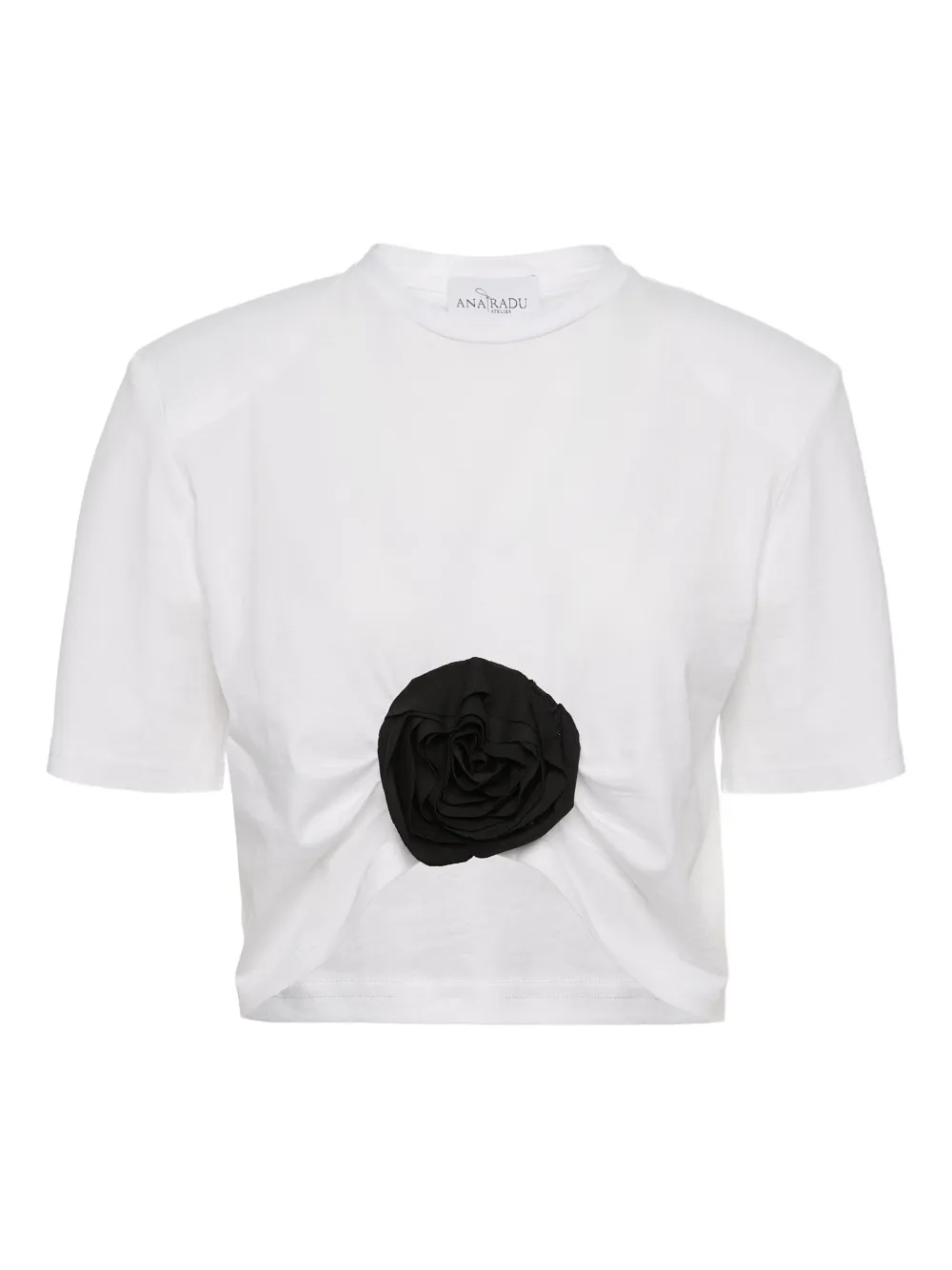 Ana Radu rose-embellished short-sleeve top | White | Image 1