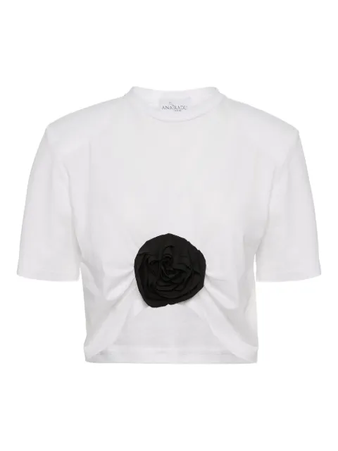Ana Radu rose-embellished short-sleeve top