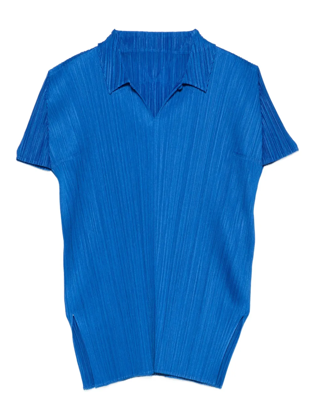 Pleats Please Issey Miyake pleated buttoned top | Blue | Image 1