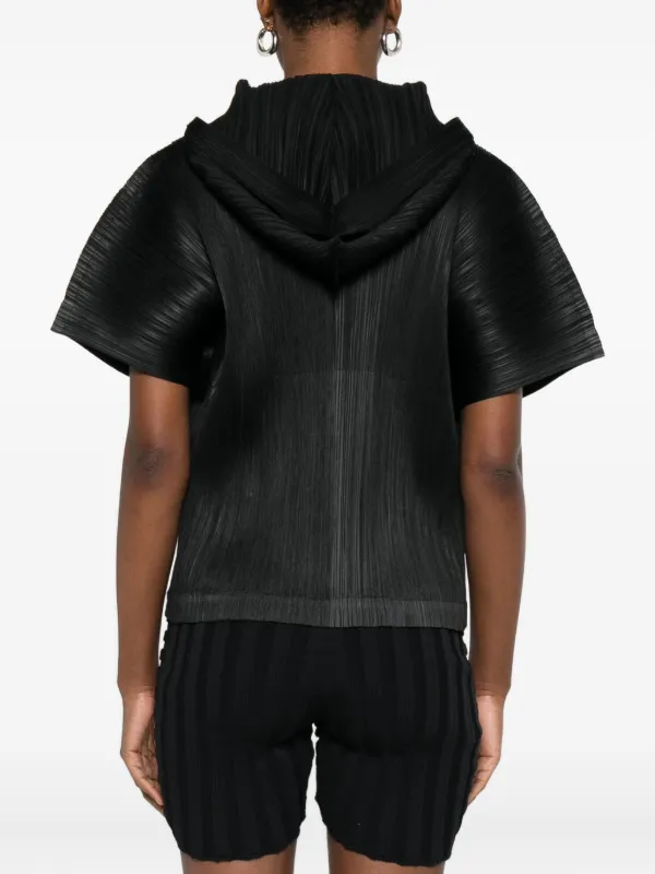 Pleats Please Issey Miyake Pleated Hooded T-shirt | Black