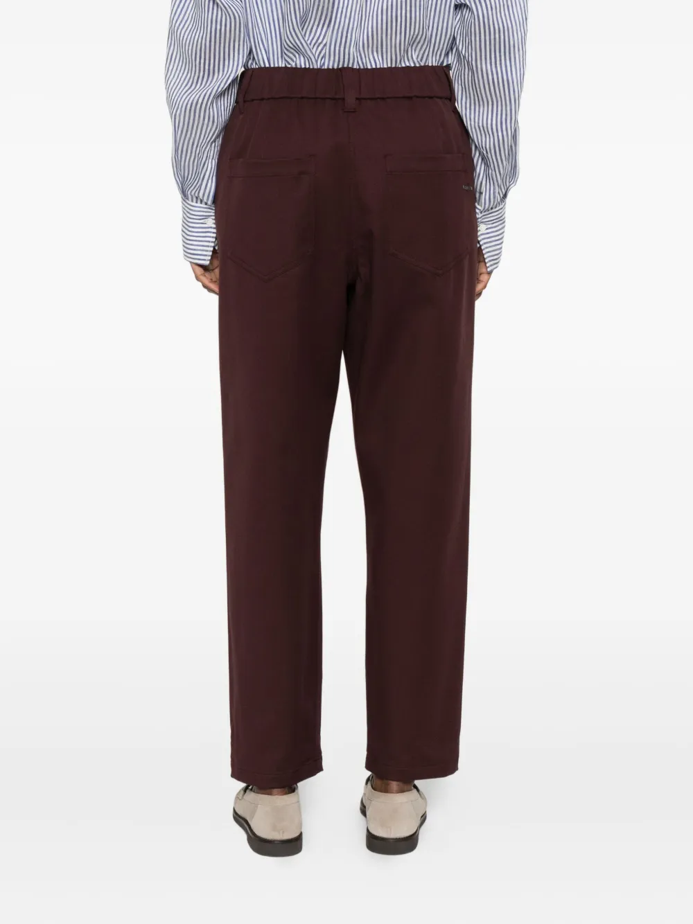Brunello Cucinelli Broek met elastische taille en zak Bruin