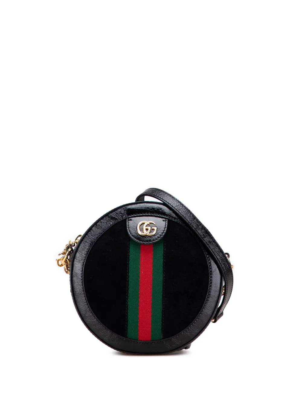 Gucci Pre-Owned 2016-2025 ミニ スエード オフィディア ラウンド ショルダーバッグ - ブラック Gucci Pre-Owned 2016-2025 ミニ スエード オフィディア ラウンド ショルダーバッグ - ブラック