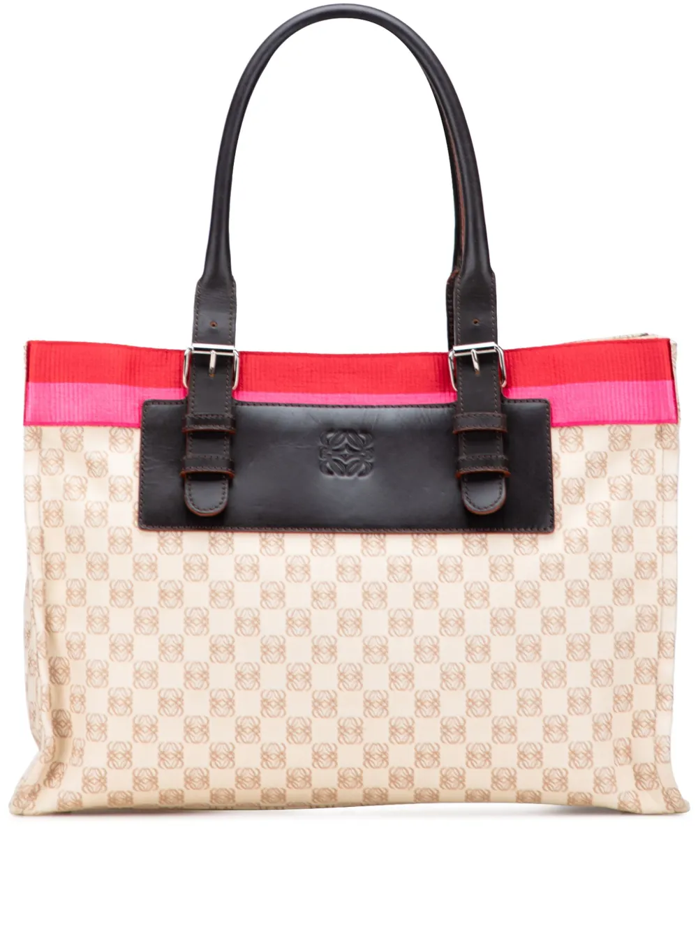 Pre-owned Loewe 2004 Anagram Canvas Tote Bag In Brown