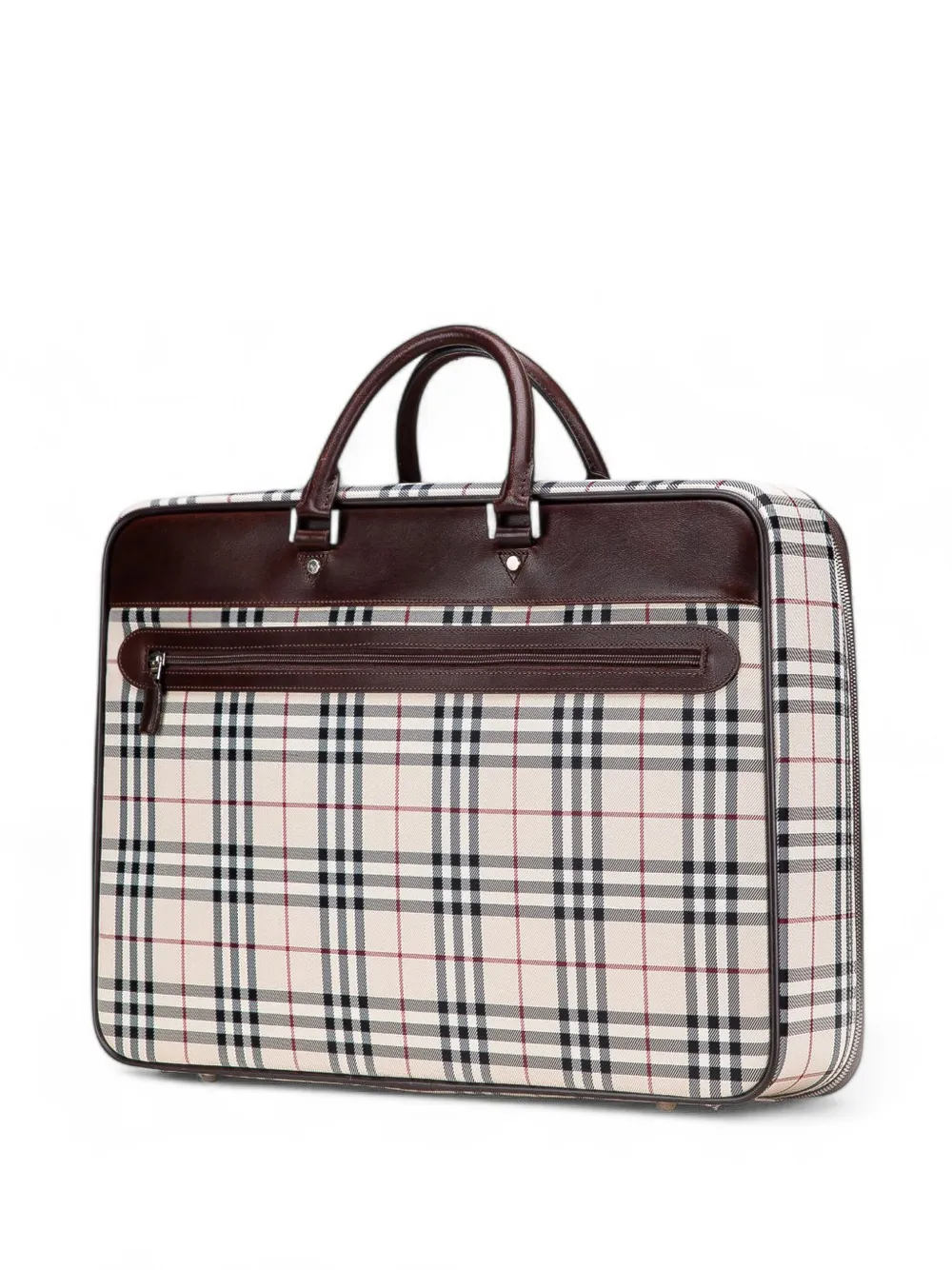 Pre-owned Burberry 2000-2017 House Check Canvas Travel Bag In Brown