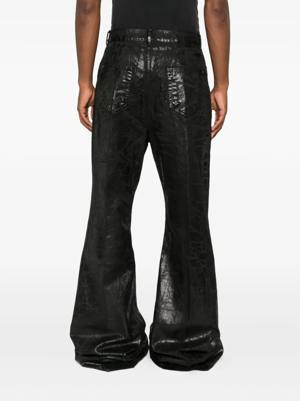 Rick Owens Flared Full Length Trousers With Belt Loops In Black