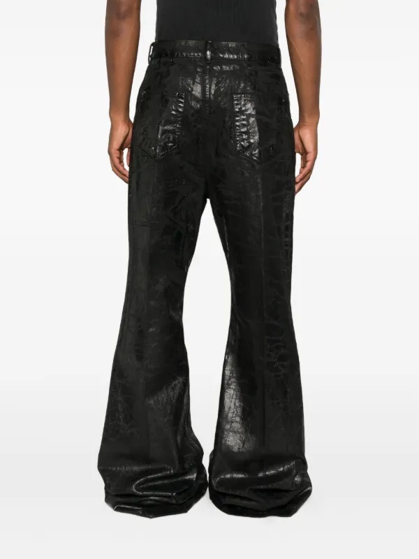 slim fit dress slacks Phix Men's High Waisted Pin Tuck Slim Fit Flare Leather Pants