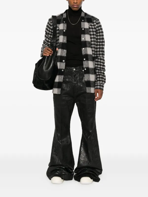 Rick Owens メタリック フレアパンツ | ブラック | FARFETCH JP