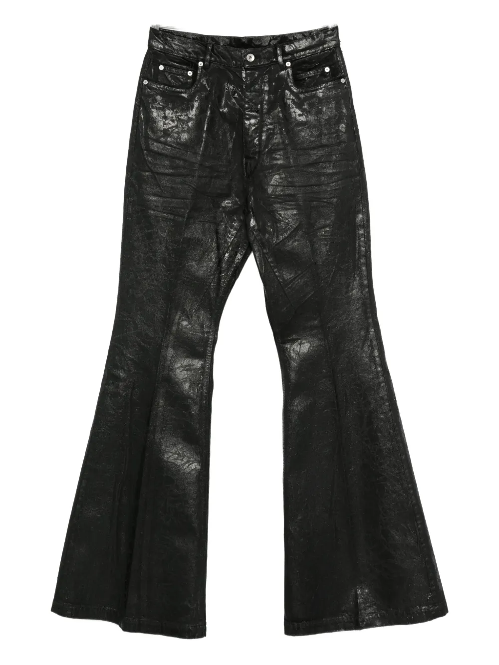 Rick Owens Flared Full Length Trousers With Belt Loops In Black
