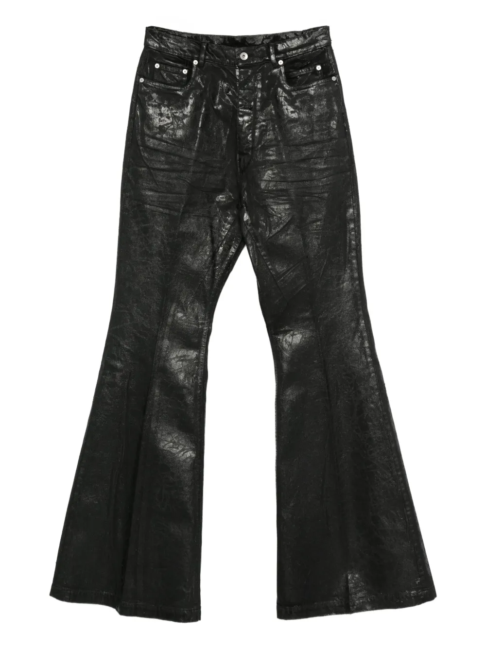Rick Owens metallic-effect flared trousers | Black | Image 1