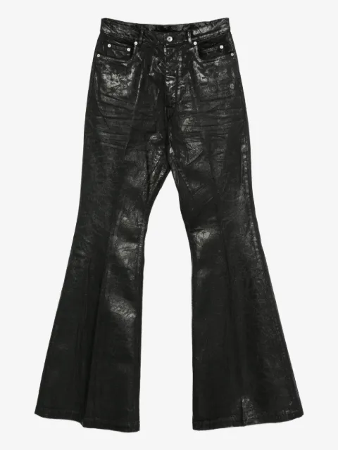 Rick Owens pantalones acampanados con efecto metalizado