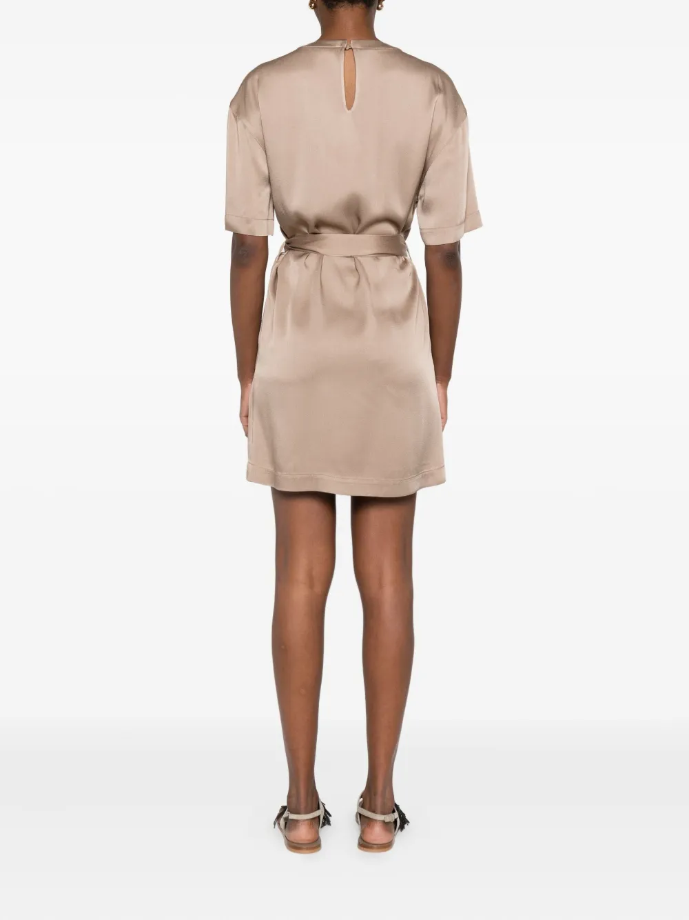 Brunello Cucinelli Belted Mini Dress In Gray