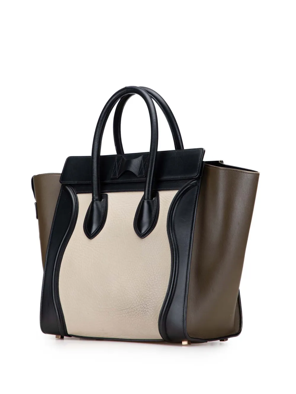2014 Mini Tricolor Calfskin Luggage Tote Handbag